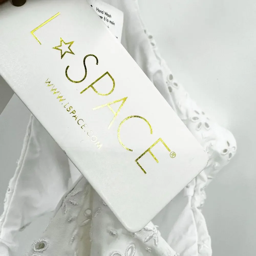 LSPACE Women's White Eyelet Marina One Piece Bitsy Swimsuit Size S NWT